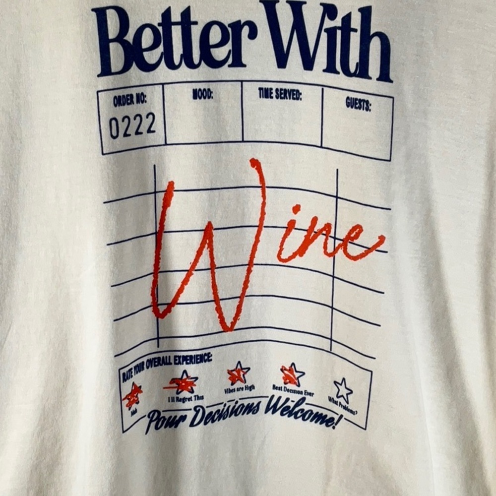 Cream Graphic Tee with Red and Blue Print - Picture 2 of 4